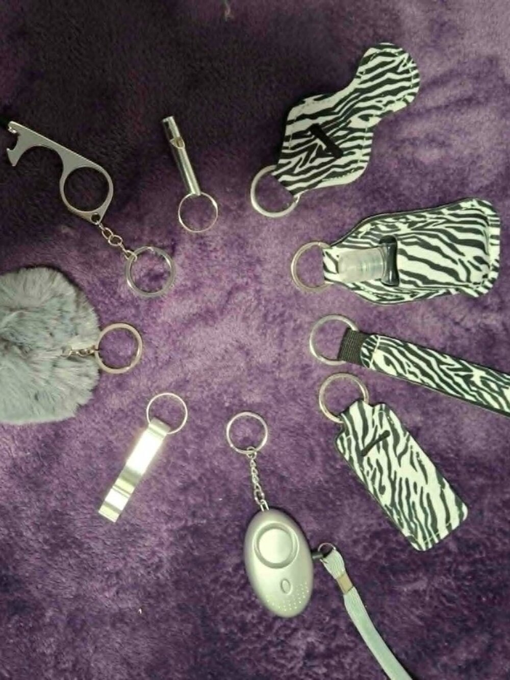 NWOT Zebra Print Safety Keychain w/Alarm